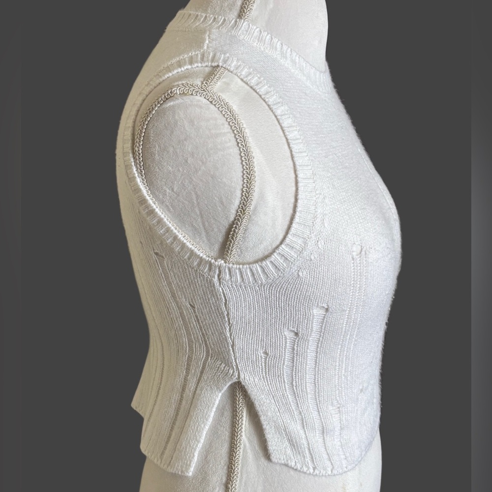 Wild Fable XS Distressed White Knit Tank Top - Picture 3 of 8